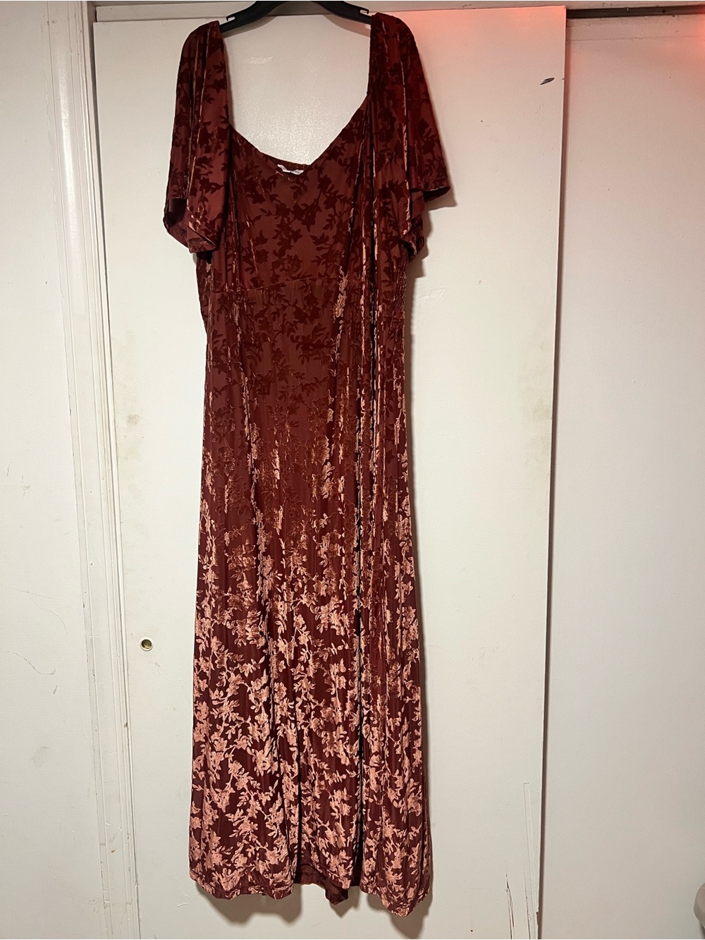 Baltic Born Rust Velvet Floral Maxi Dress